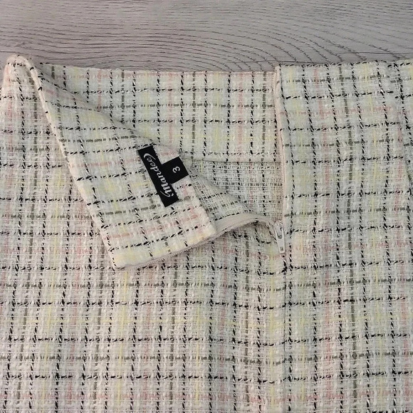 🛍Mandee‎ Knit Skirt Mini Plaid White Yellow Pink Zippered Pleated Juniors 3 - Picture 5 of 7